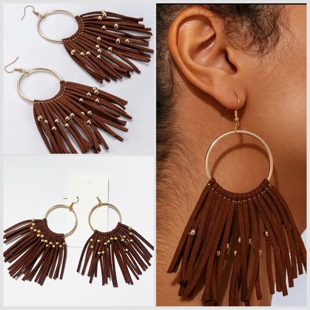 🔥🔥🆕Vintage Bohemian Brown Tassel Earrings - Picture 8 of 8
